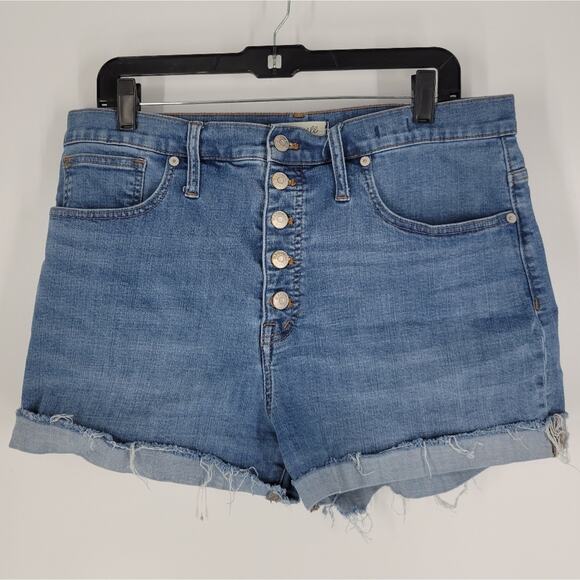 Madewell Derby Wash Button Front Edition High Rise Denim Shorts 31 - Picture 3 of 11